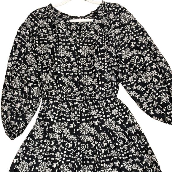 The Great 'The Joy' Folk print cotton long sleeve tiered prairie maxi dress 1/S - Picture 11 of 12